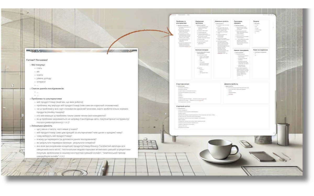 Автоматизоване полотно бізнес-моделі (Business model canvas) в Notion