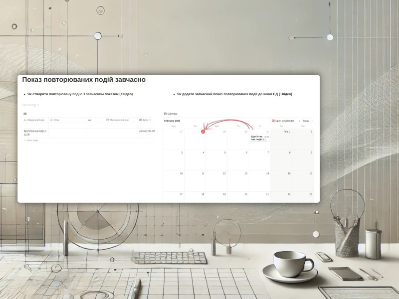 Показ повторюваних подій завчасно в Notion