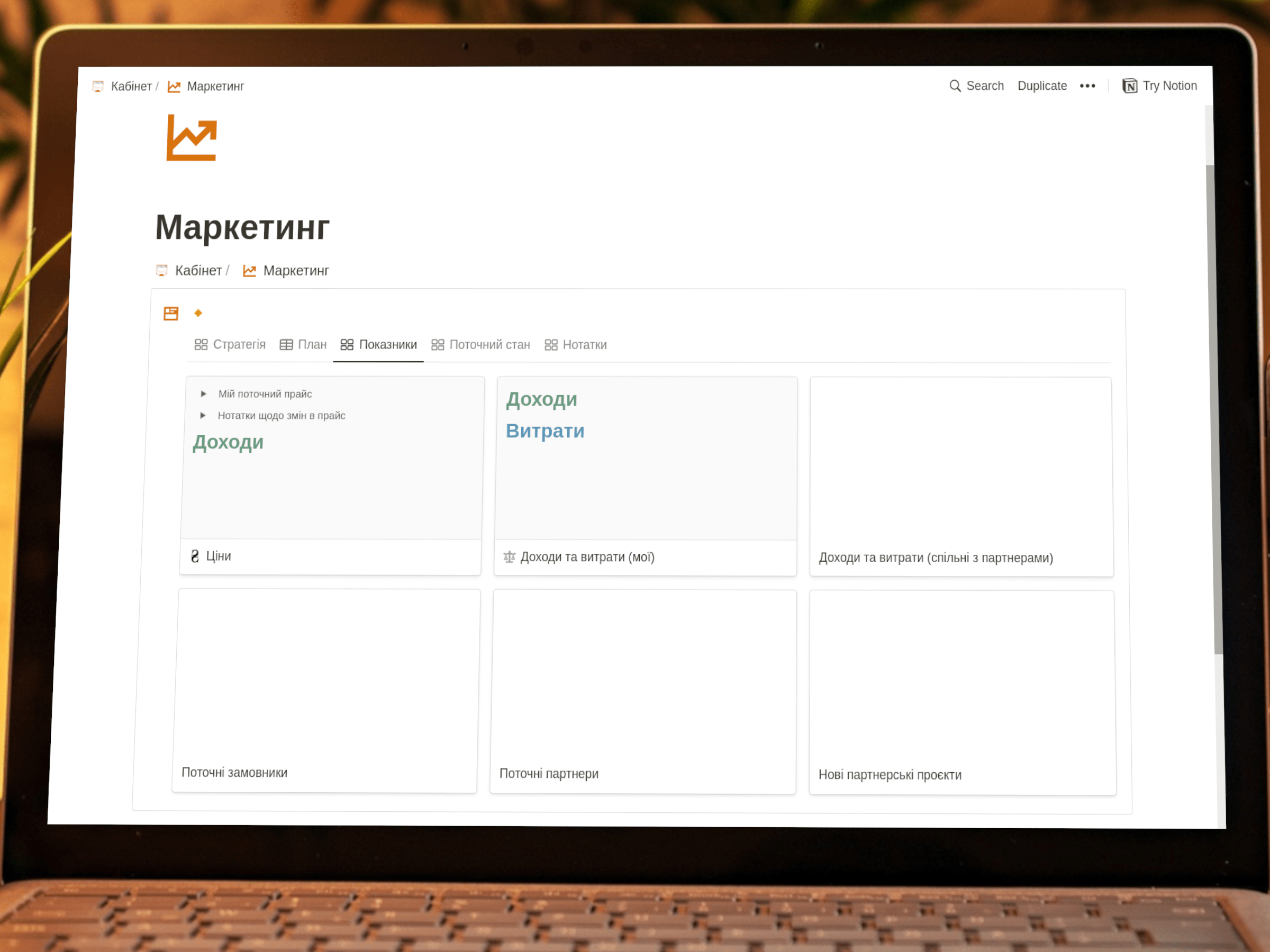 Картка замовника у CRM Notion