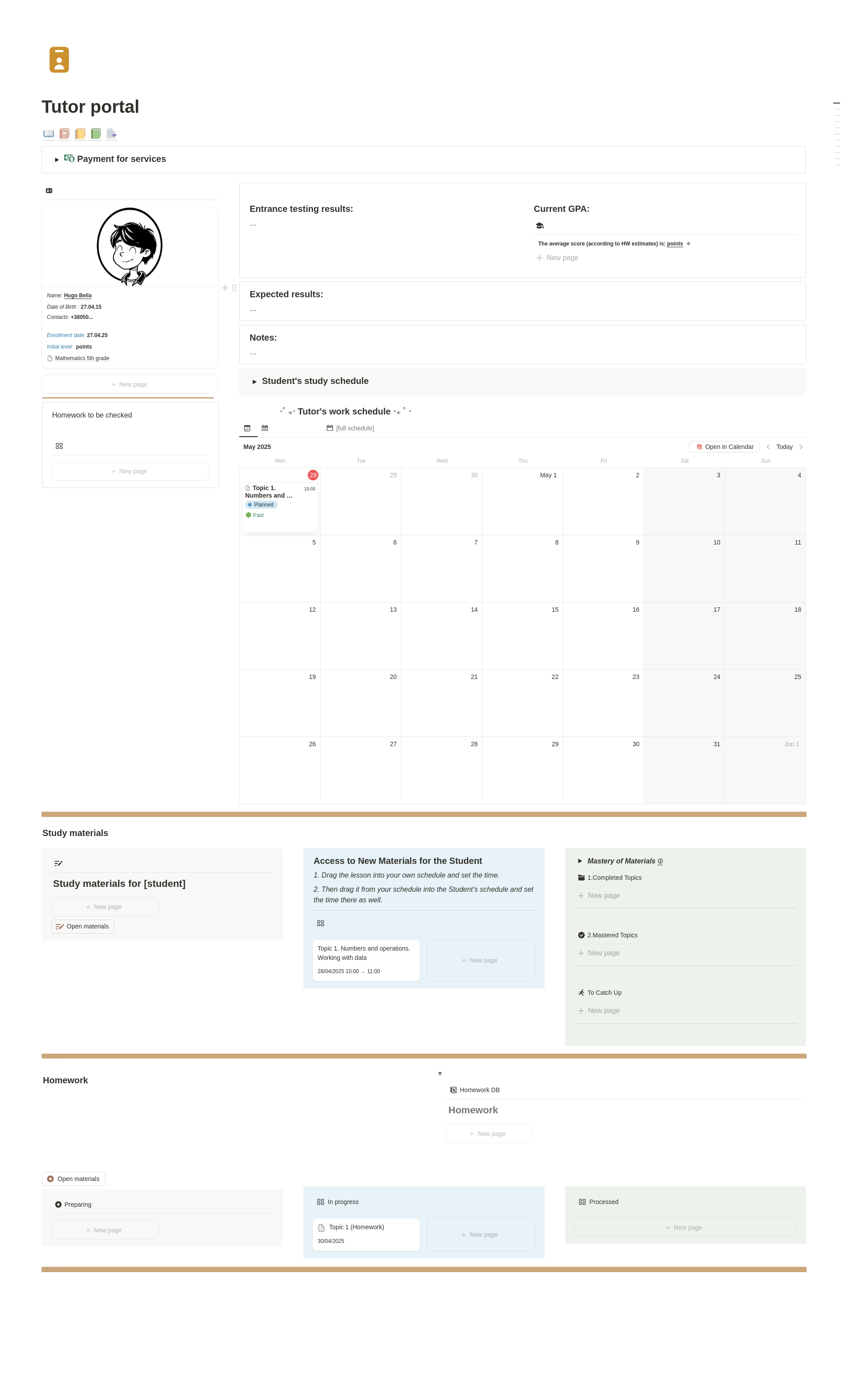 Notion system for educators