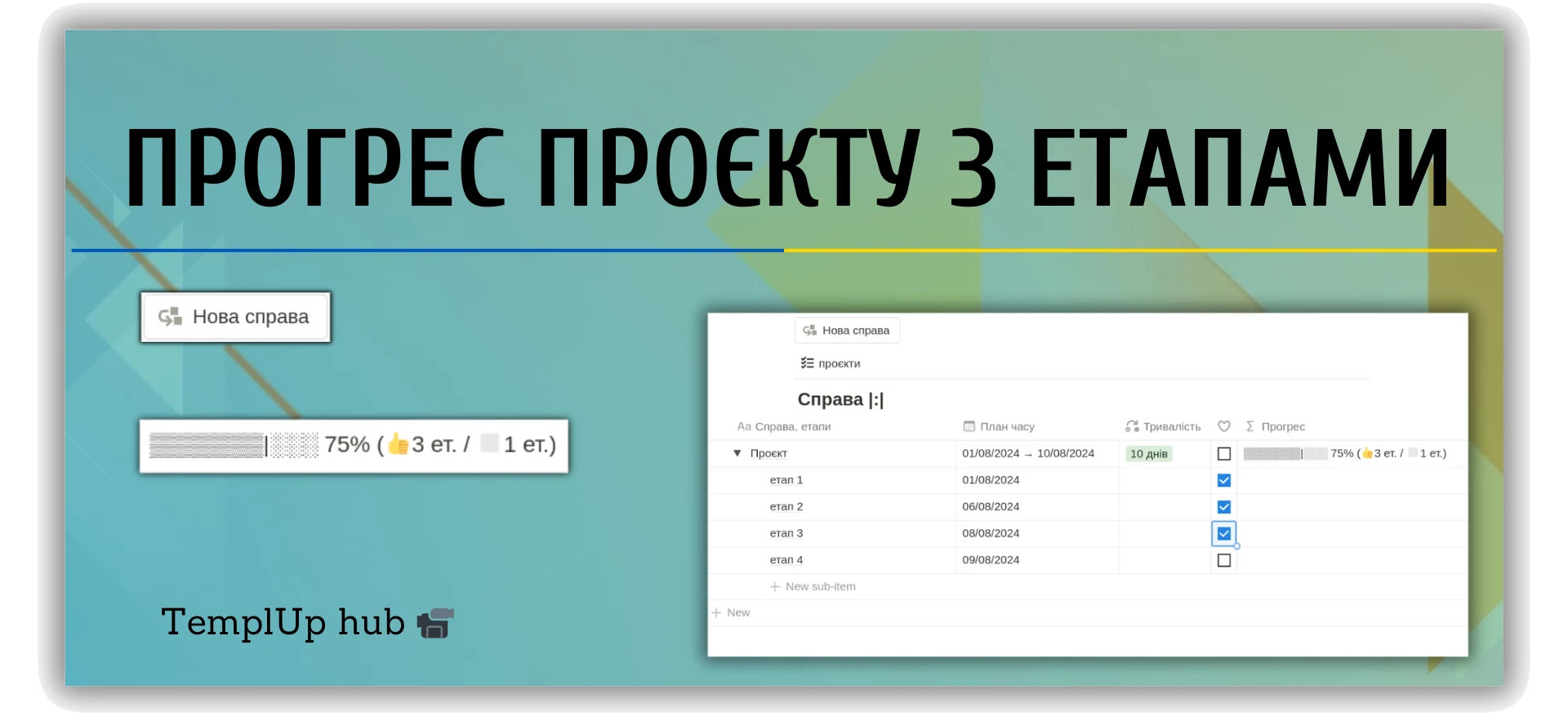 Підзавдання |:| узагальнений прогрес проєкту (етапу)